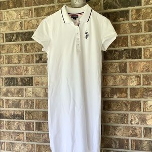 U.S Polo Assn. White Long Collared Dress.